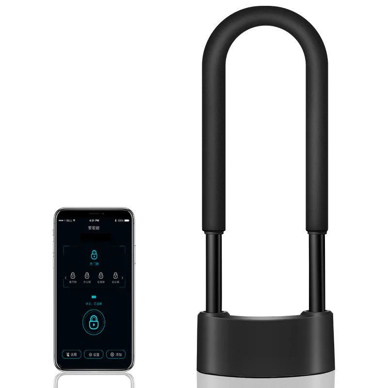 U-замок велосипедный Bluetooth Smart Control, сталь 14 мм, без ключей, синий