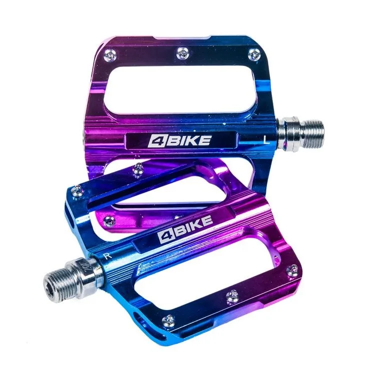 Педали платформенные фрезерованный алюминий oil-slick синий, промподшипники, Cr-Mo ось