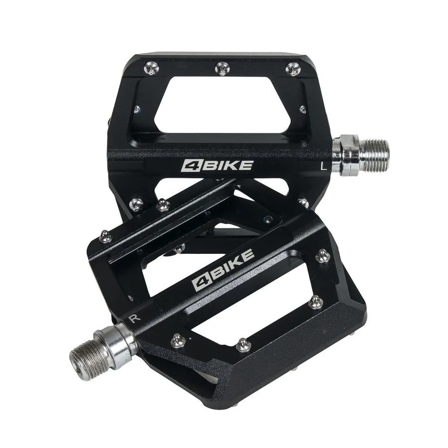 Велопедали платформенные CNC-алюминий чёрные, 14 шипов, ось Cr-Mo
