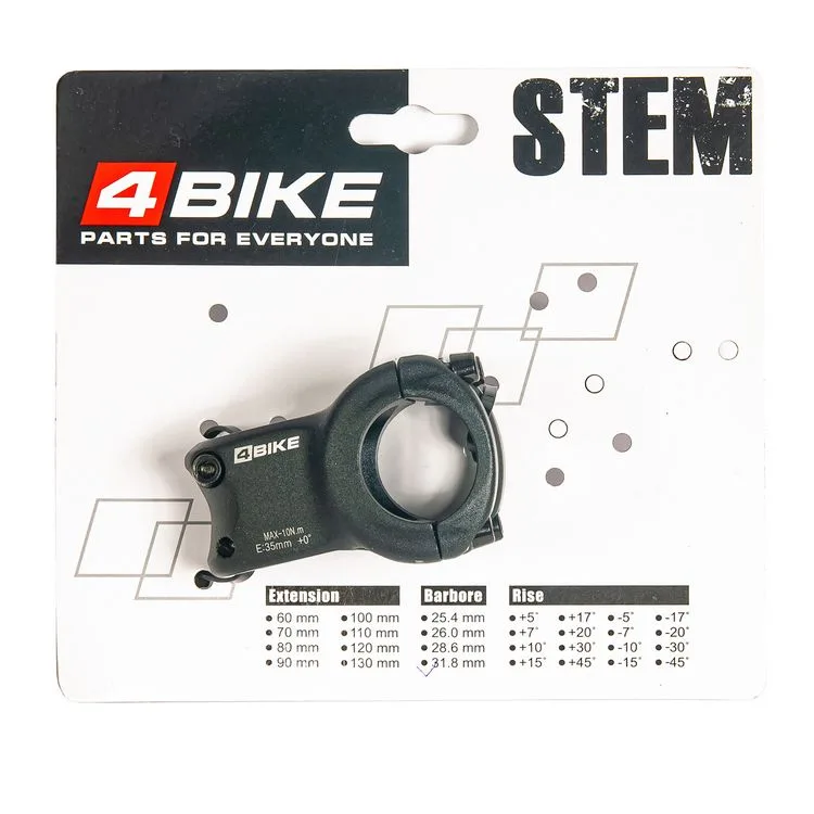 Вынос руля MTB алюминиевый, вылет 35 мм, угол 0°, под руль Ø31.8 мм, чёрный